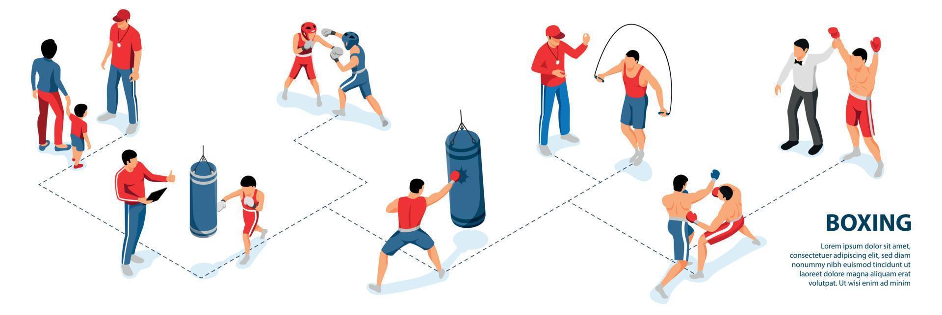 Isometric Professional Boxing Infographics vector