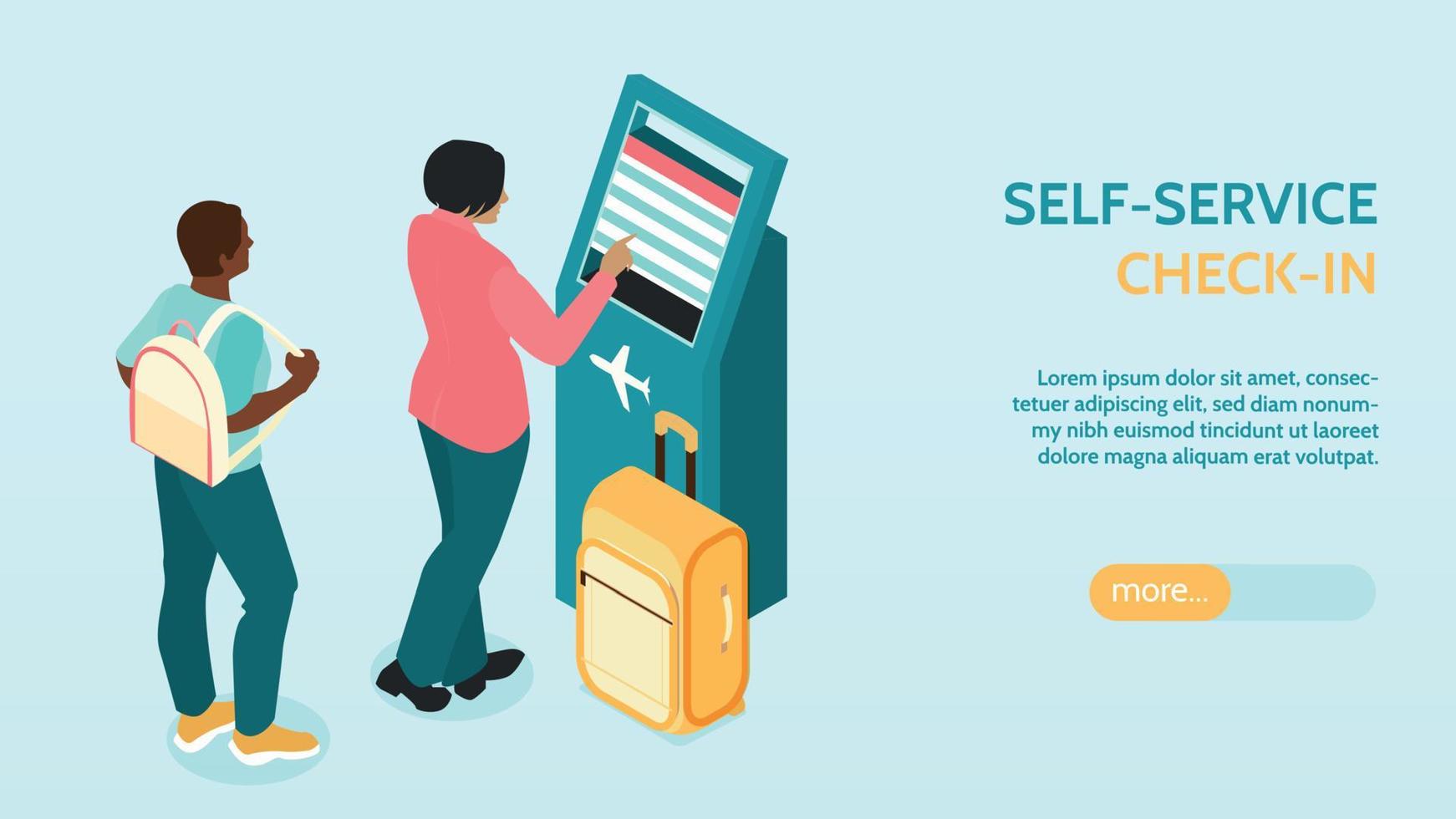 Isometric Self Service Horizontal Banner vector