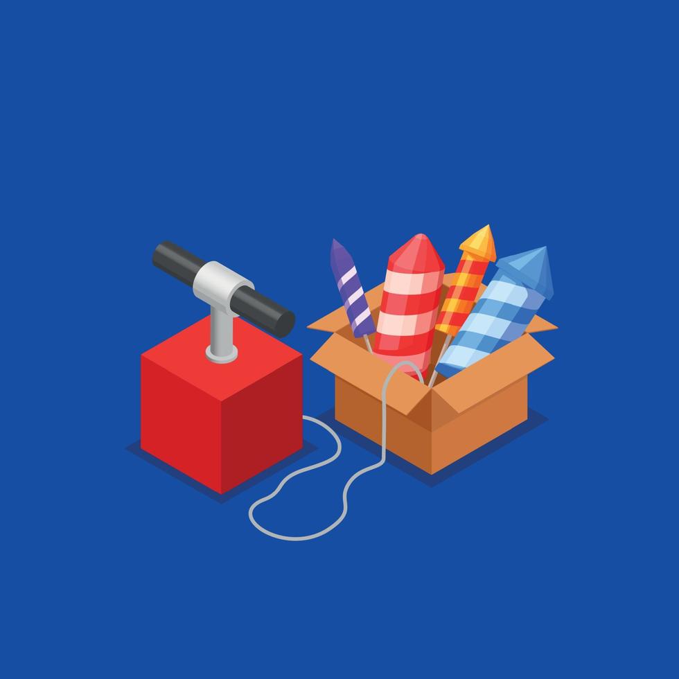 Fireworks Isometric Composition vector