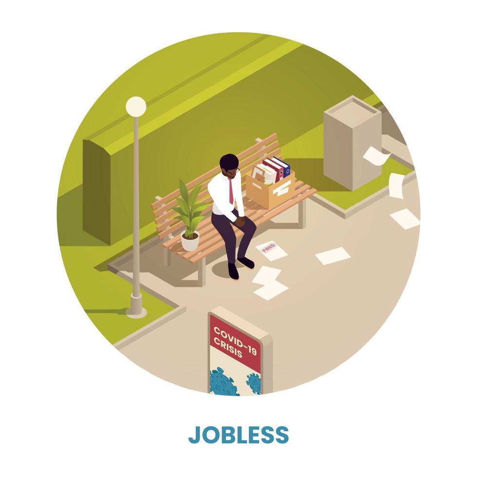 Unemployment Isometric Concept vector