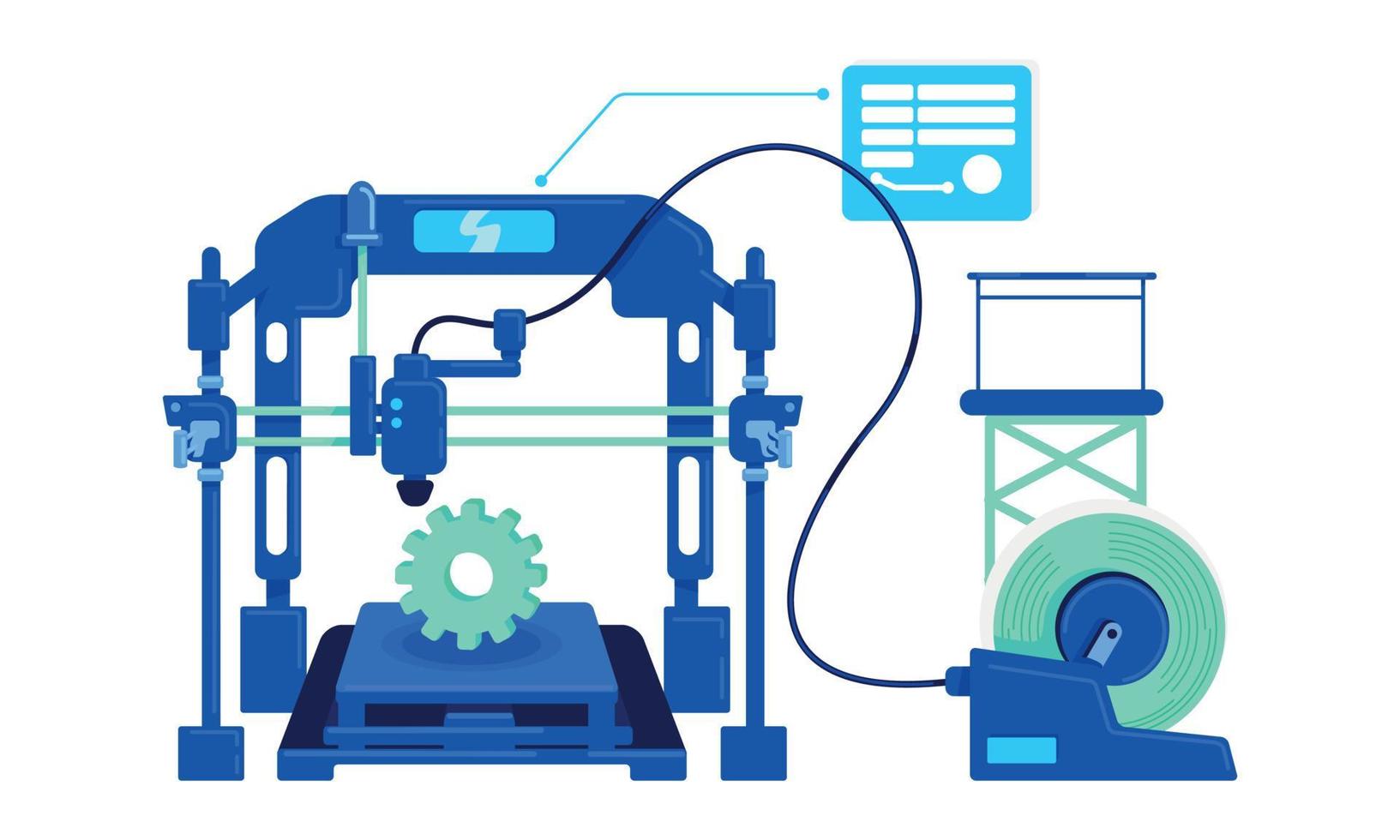 Digital manufacturing semi flat color vector object