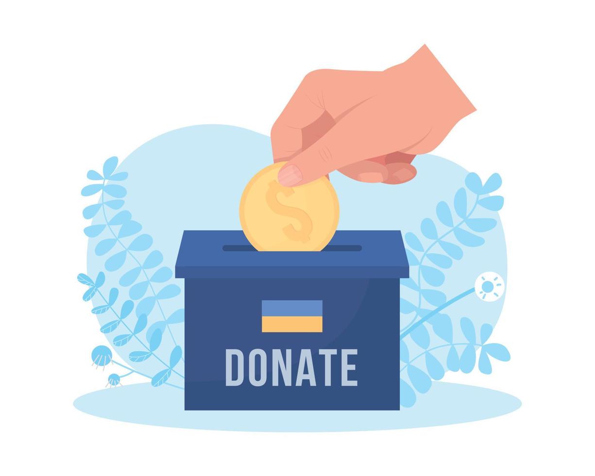 Donate for Ukraine 2D vector isolated illustration