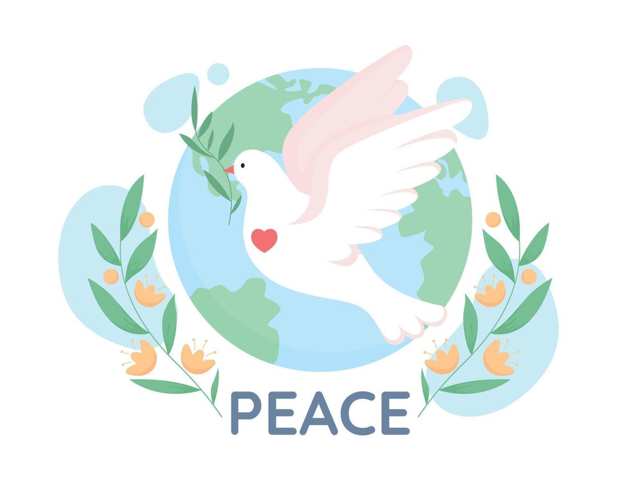 World peace dove 2D vector isolated illustration