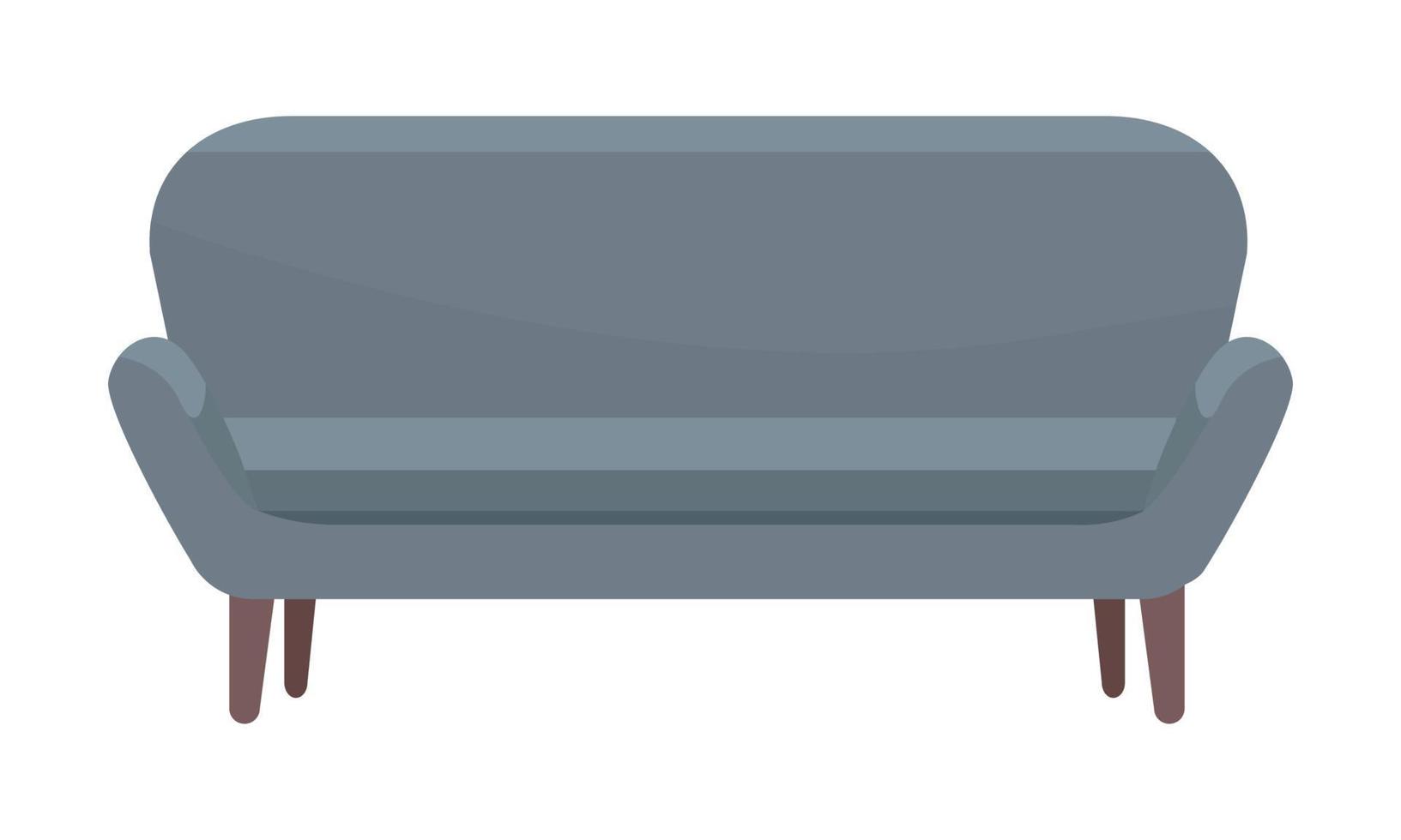 Gray sofa semi flat color vector object