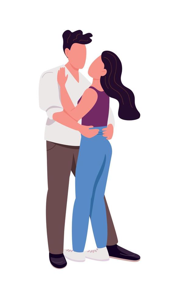 Couple practicing wedding slow dance semi flat color vector characters
