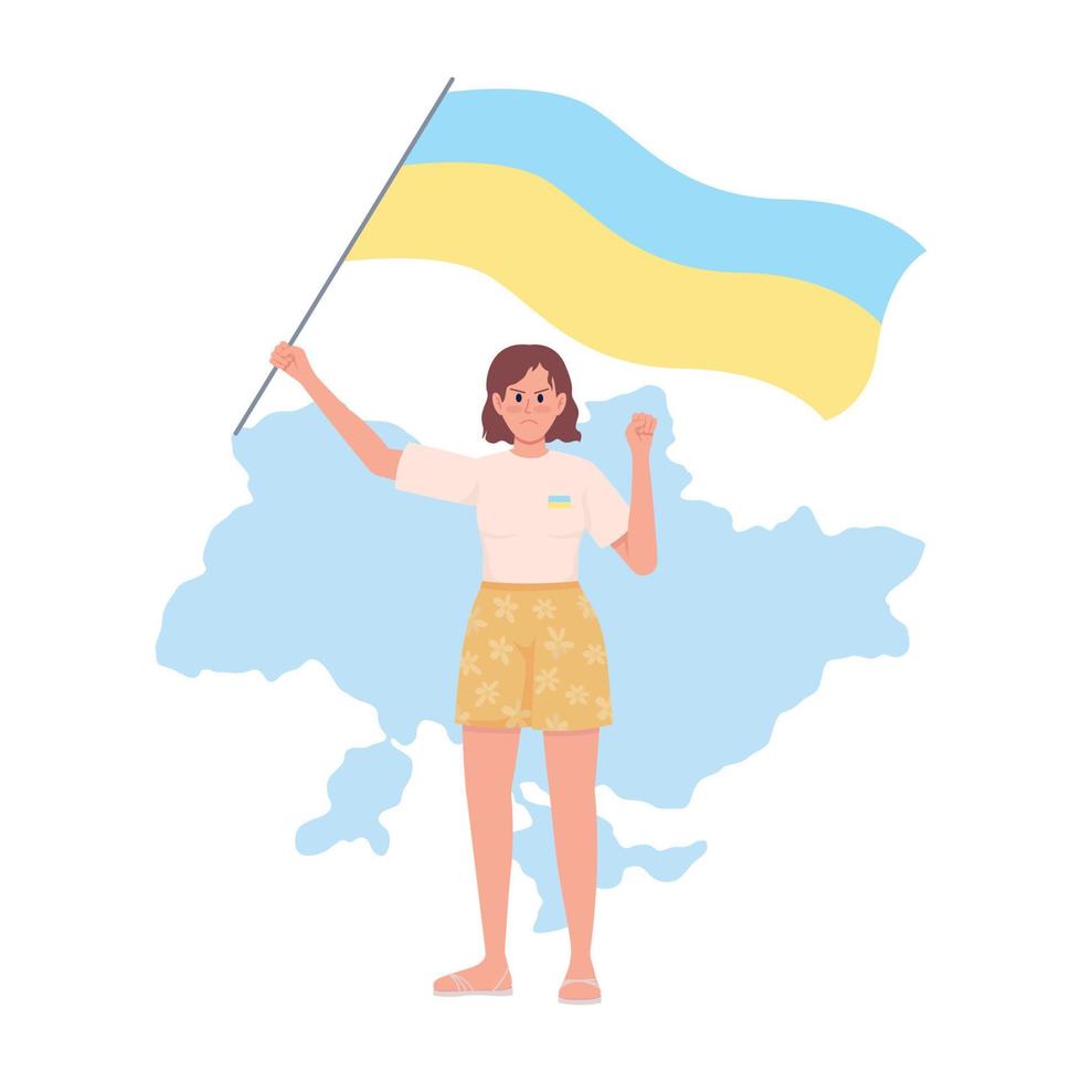 Lady stands with Ukraine 2D vector isolated illustration