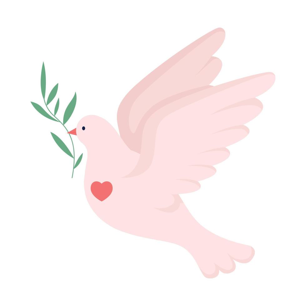 Peace dove semi flat color vector character