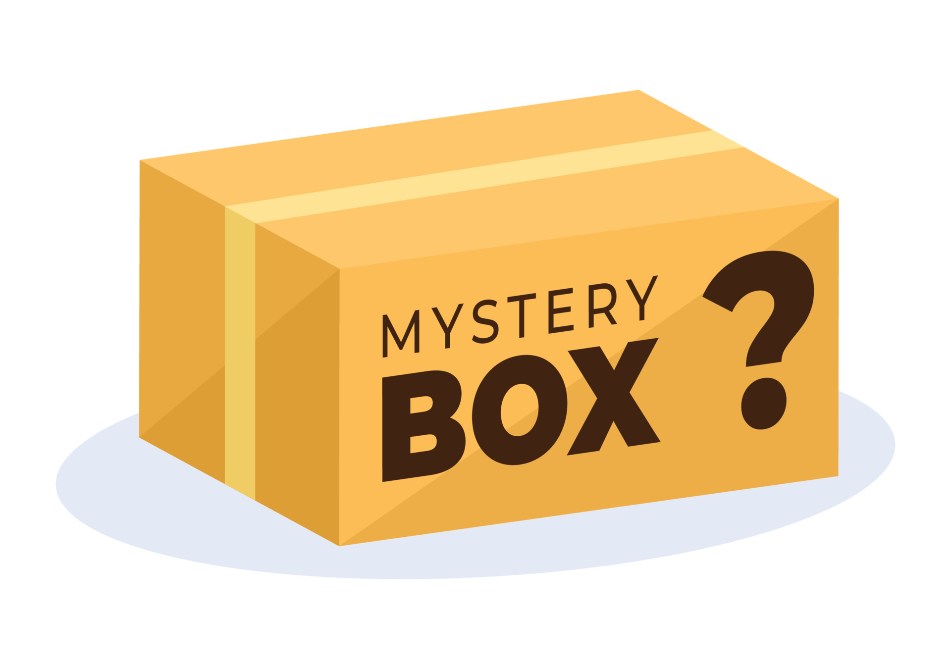 Mystery Gift Box with Cardboard Box Open Inside with a Question Mark