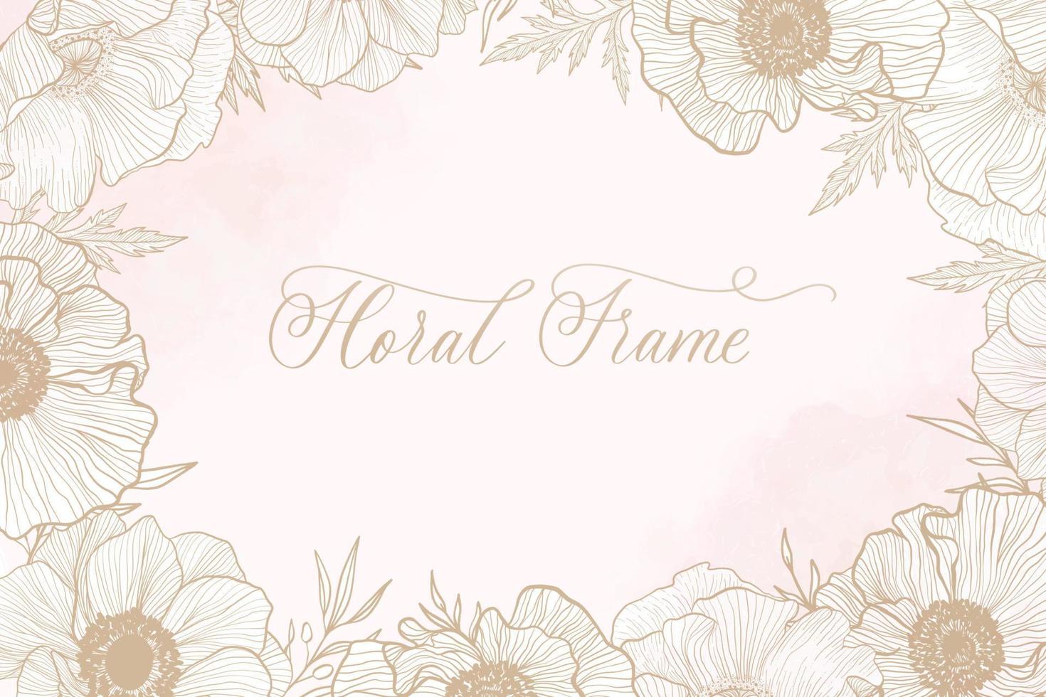 hermoso fondo de marco floral con flor suave y mancha de acuarela. vector