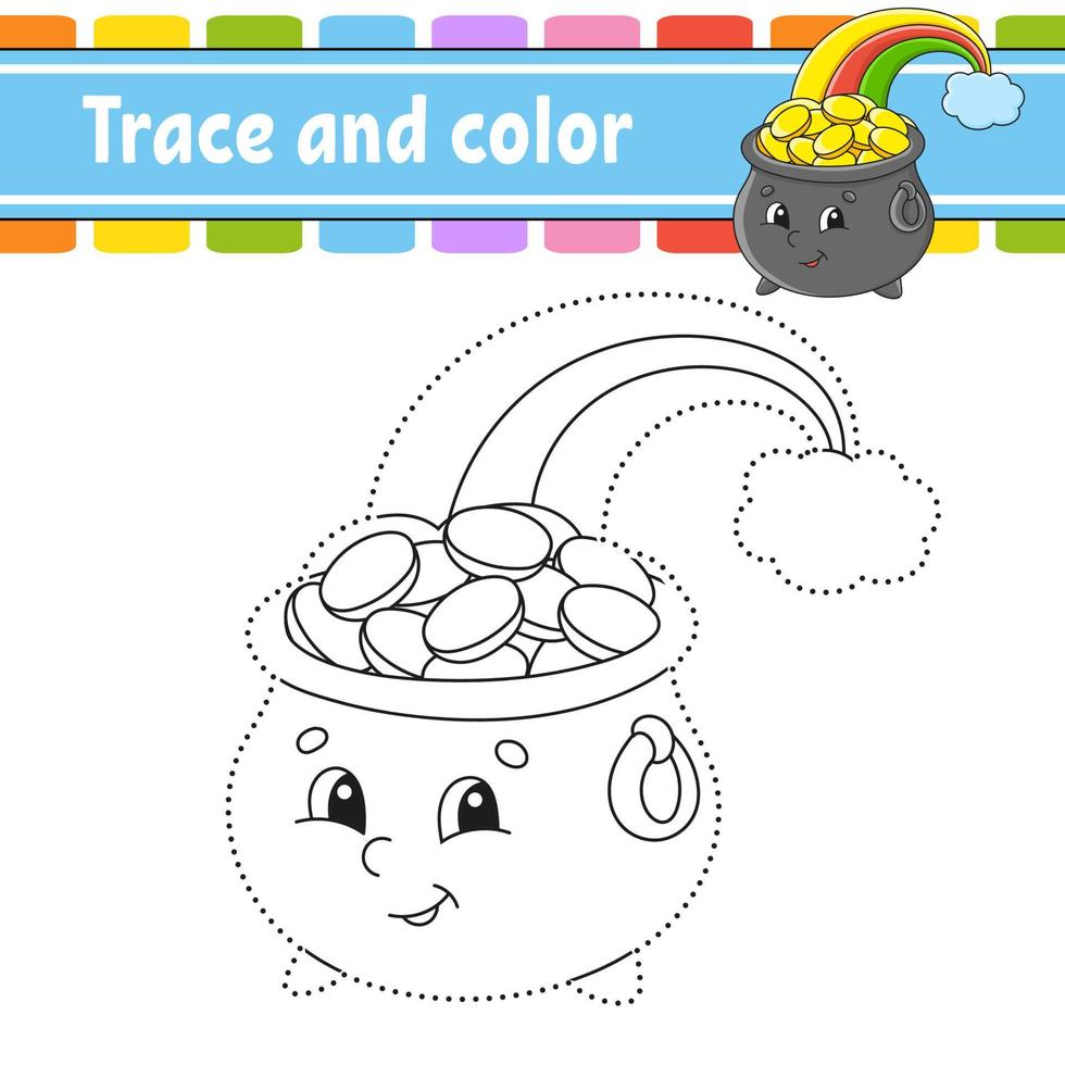 trazo y color. página para colorear para niños. práctica de escritura a mano. hoja de trabajo de desarrollo educativo. pagina de actividades juego para niños pequeños. S t. día de San Patricio. vector