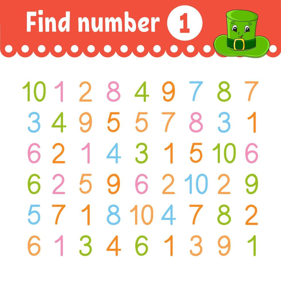 Find number. Education developing worksheet. Activity page with pictures. Game for children. Color isolated vector illustration. Funny character. cartoon style.