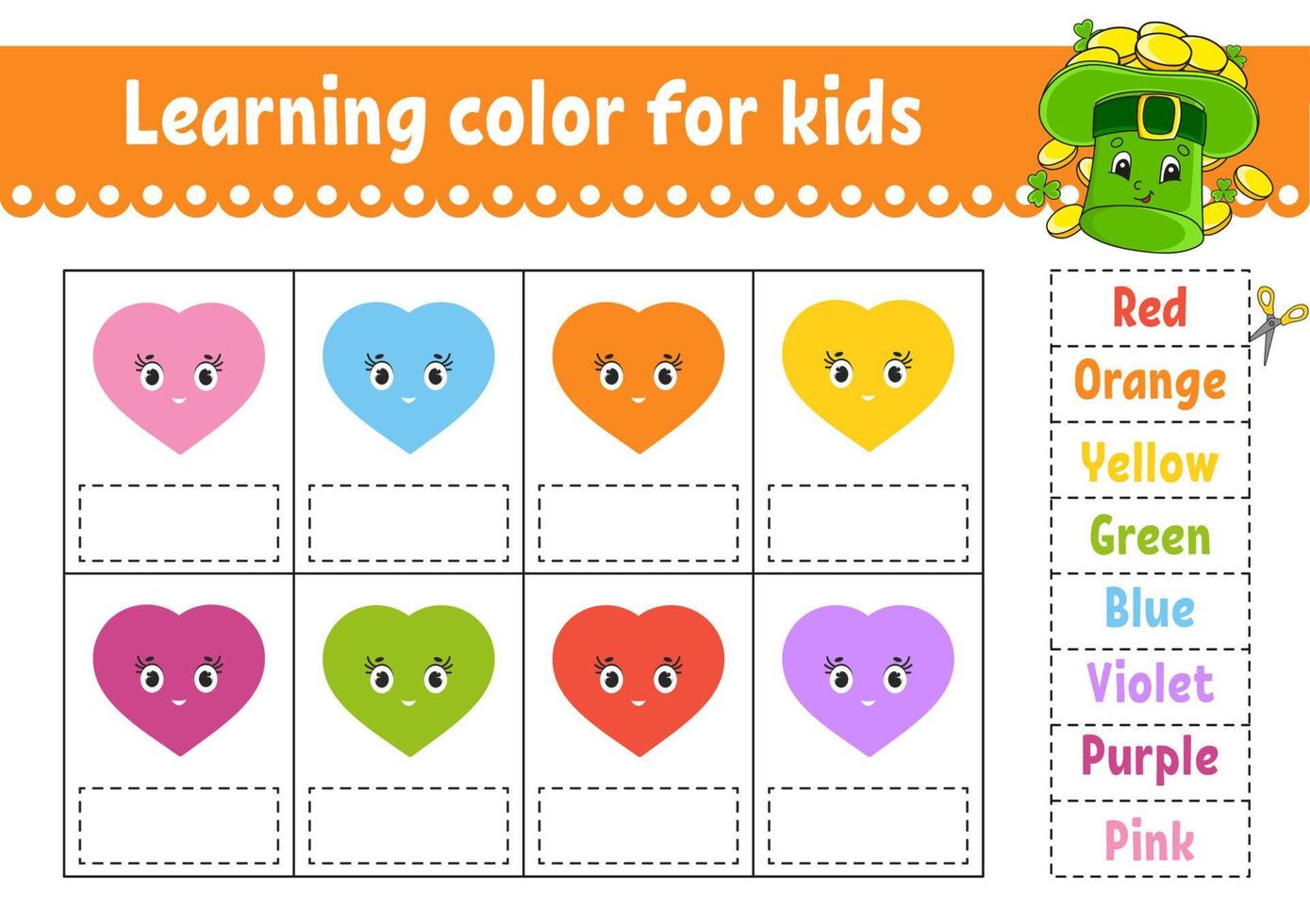 Learning color for kids. Education developing worksheet. Activity page with color pictures. Riddle for children. Isolated vector illustration. Funny character. cartoon style.