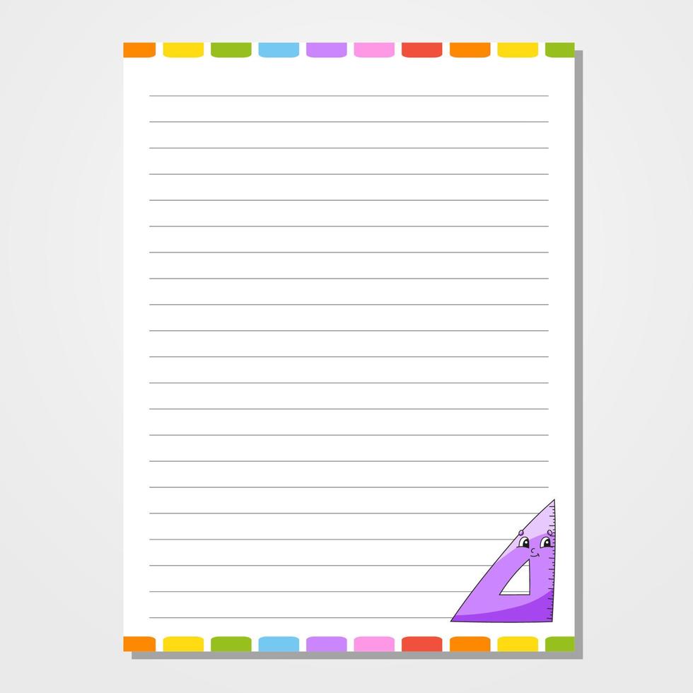 Blank notebook page sheet. Lined vector empty notebook page with