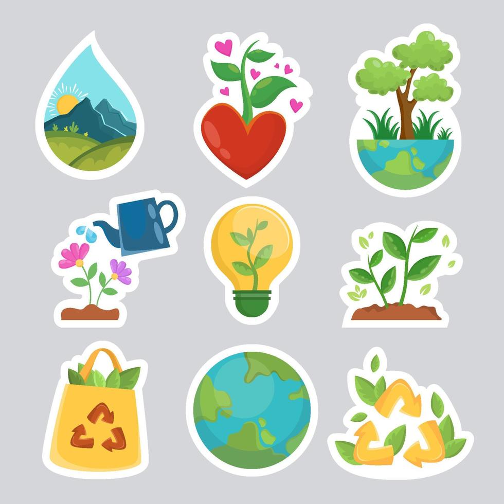 Save the Earth Sticker Set vector