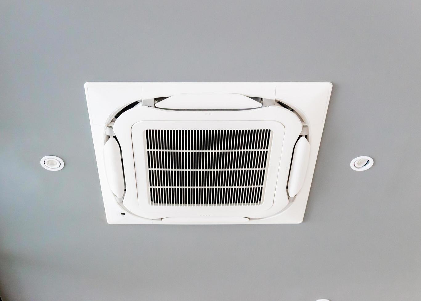 Modern ceiling mounted cassette type air conditioning system in coffee shop photo