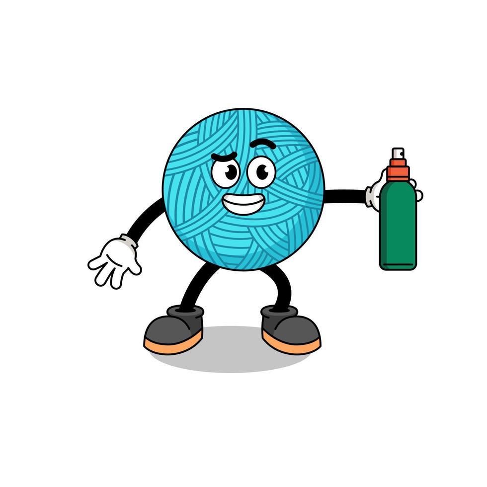 yarn ball illustration cartoon holding mosquito repellent vector