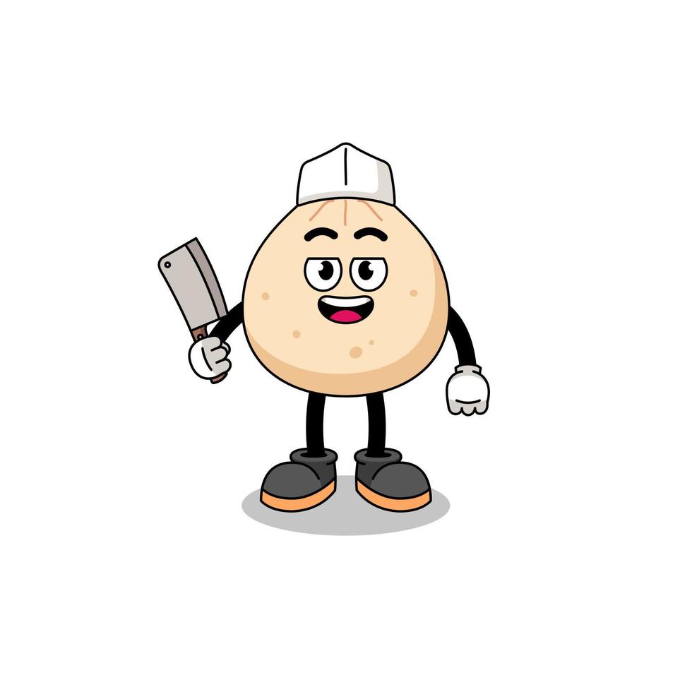 Mascot of meat bun as a butcher vector