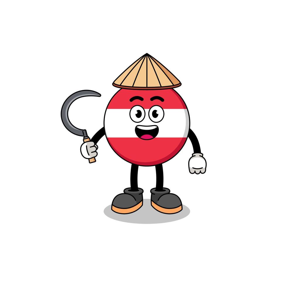 Illustration of austria flag as an asian farmer vector