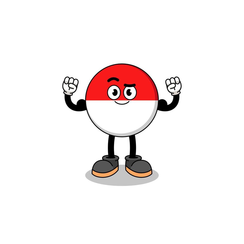 Mascot cartoon of indonesia flag posing with muscle vector
