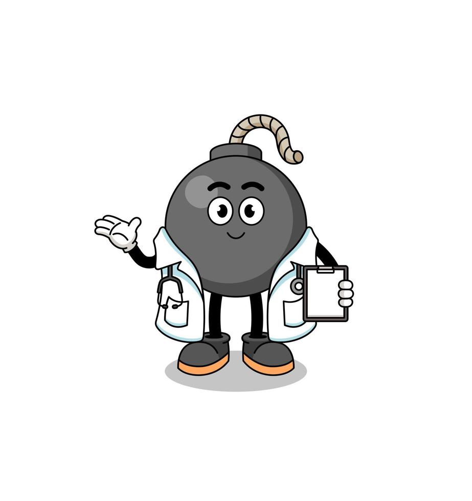 Cartoon mascot of bomb doctor vector