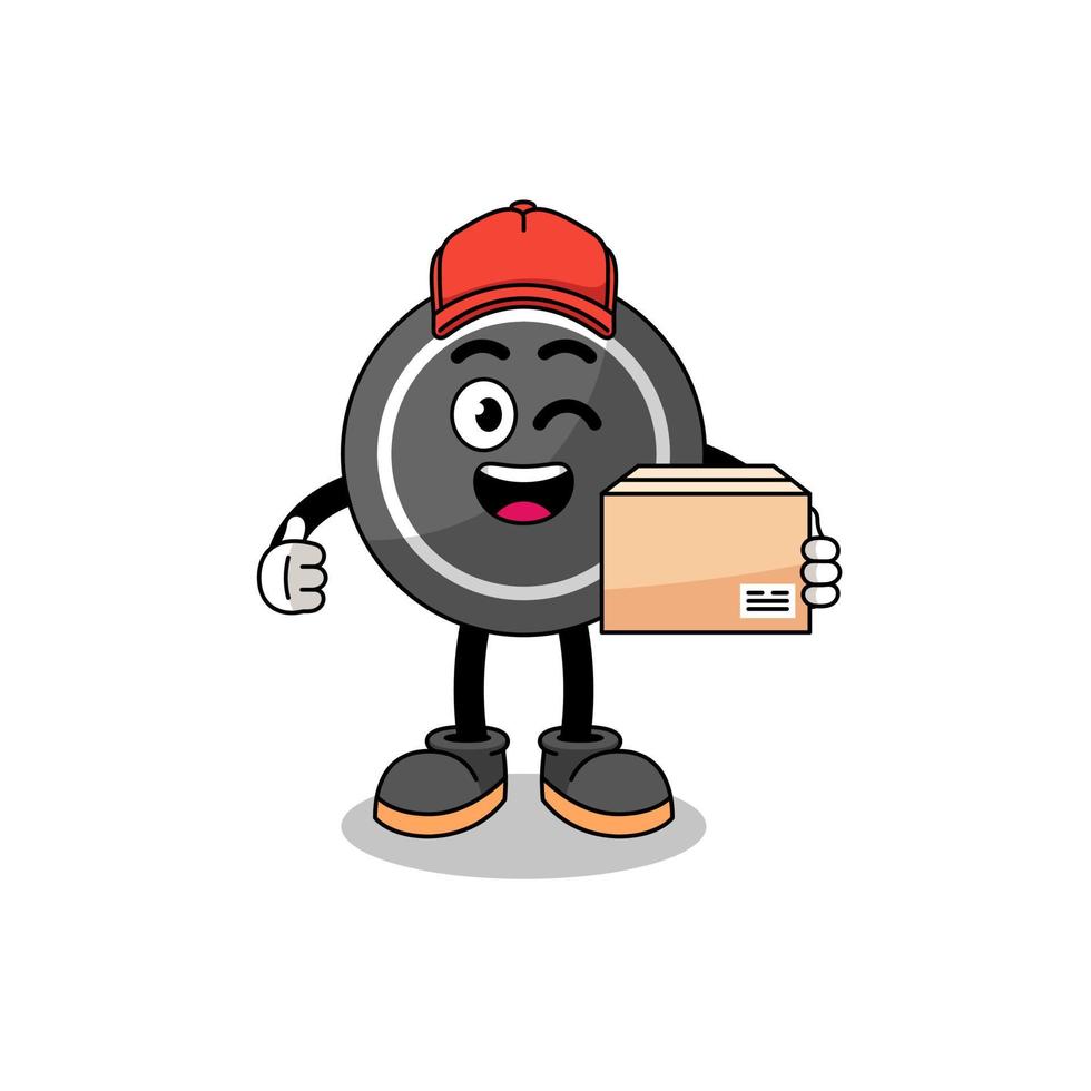 hockey puck mascot cartoon as an courier vector