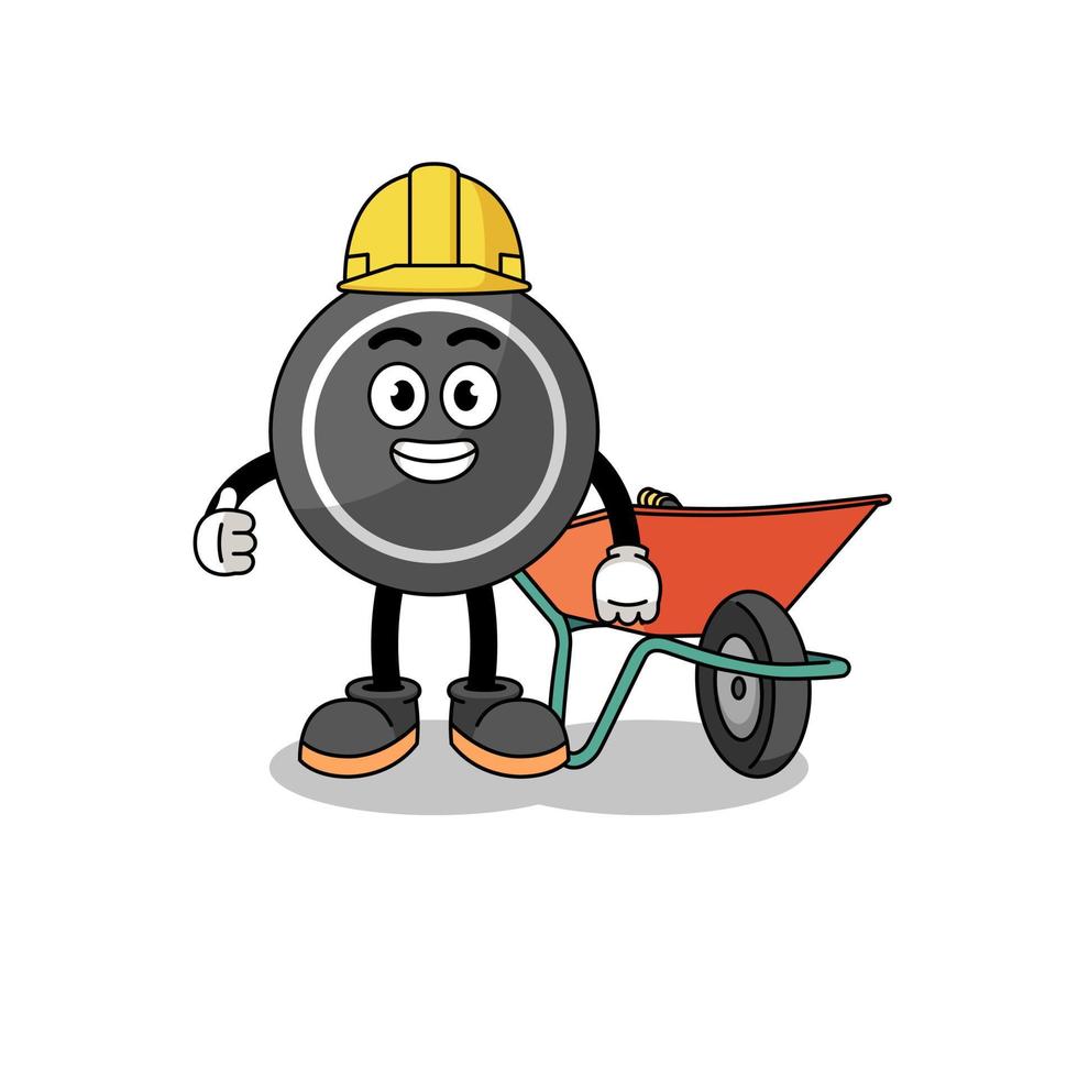 hockey puck cartoon as a contractor vector