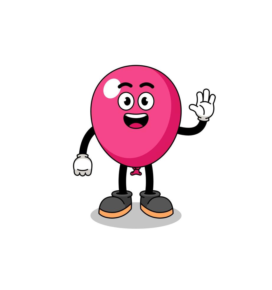 balloon cartoon doing wave hand gesture vector