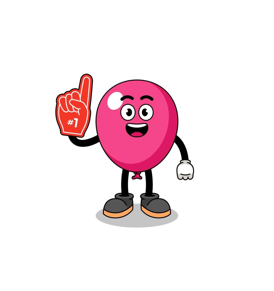 Cartoon mascot of balloon number 1 fans vector