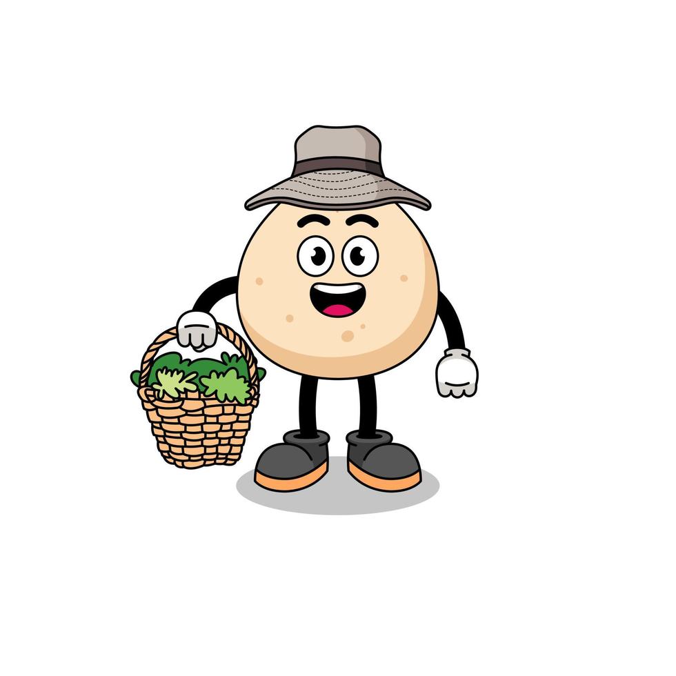Character Illustration of meat bun as a herbalist vector