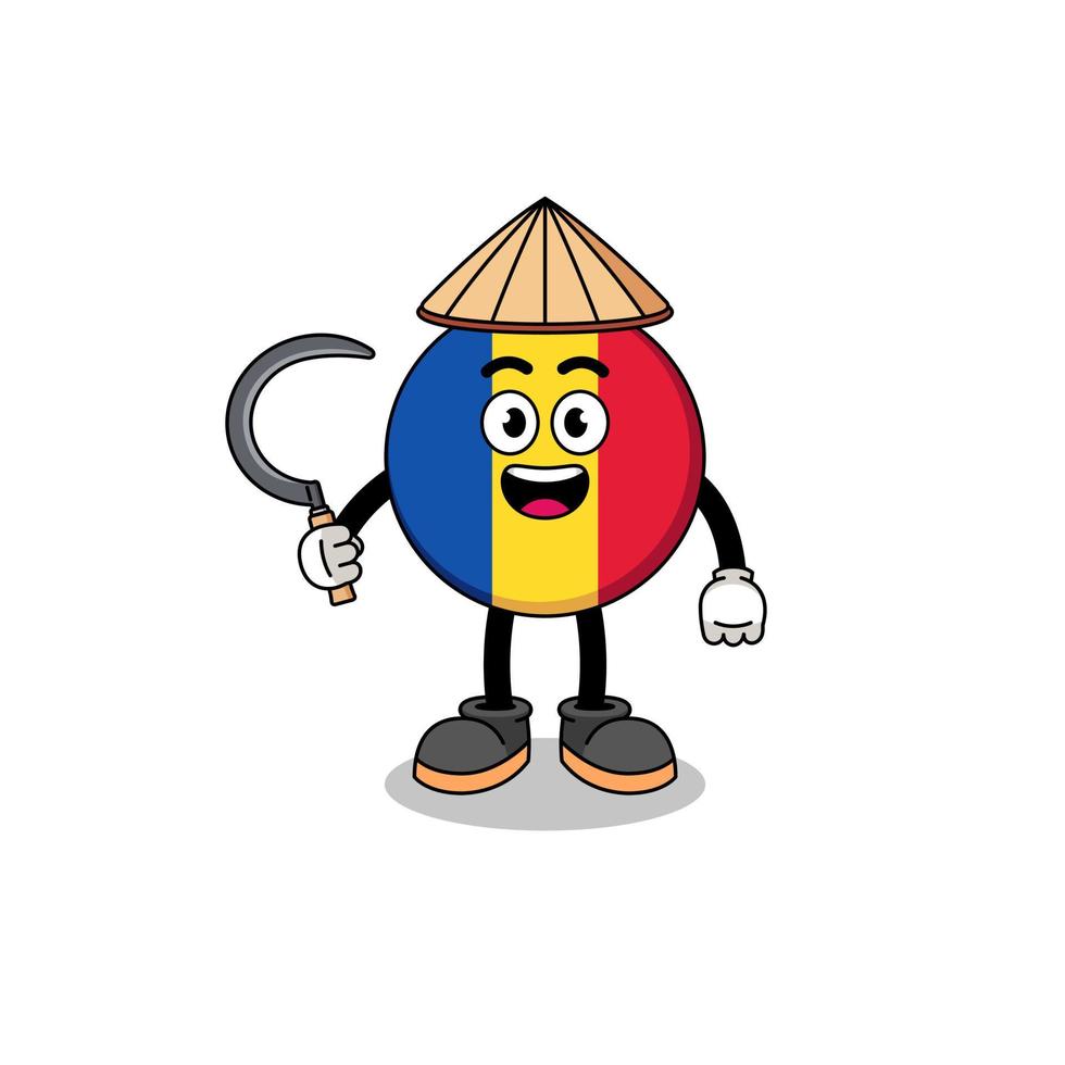 Illustration of romania flag as an asian farmer vector