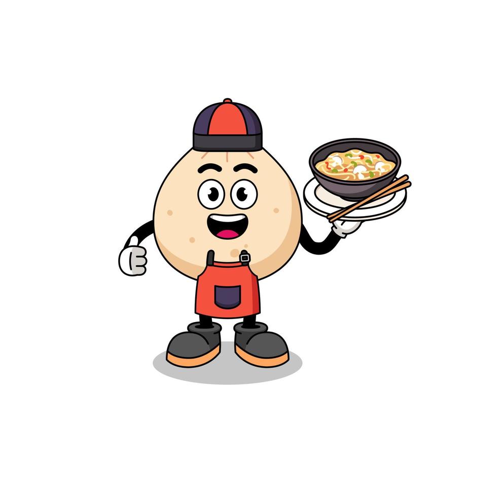 Illustration of meat bun as an asian chef vector
