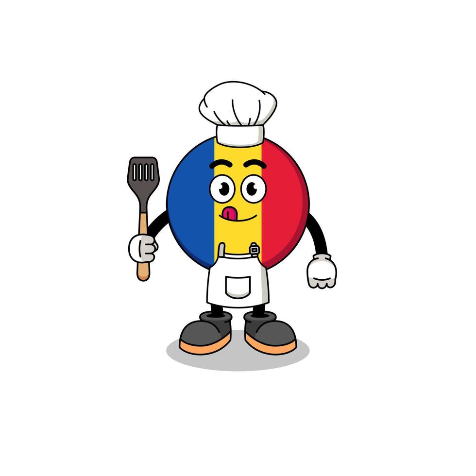 Mascot Illustration of romania flag chef vector