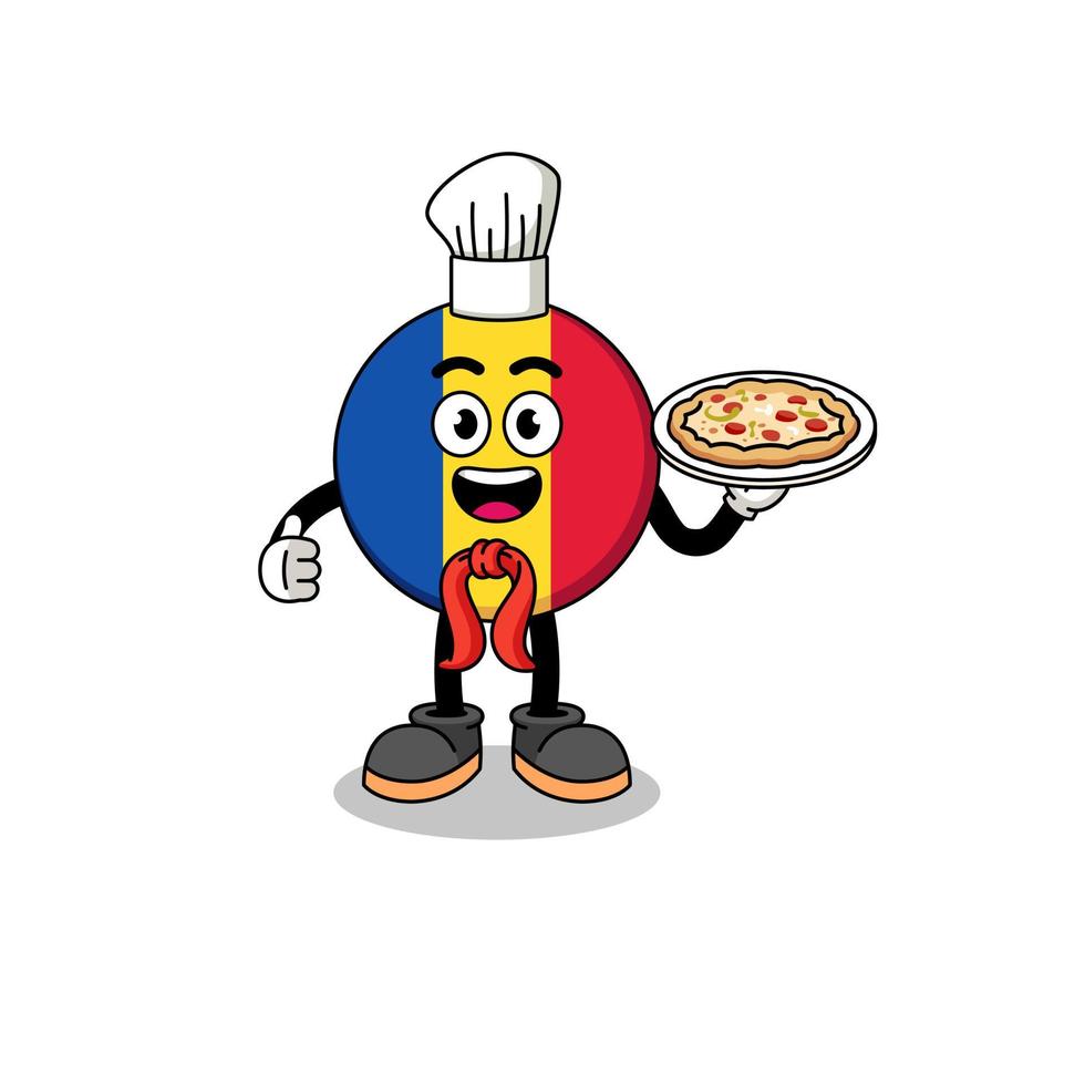 Illustration of romania flag as an italian chef vector