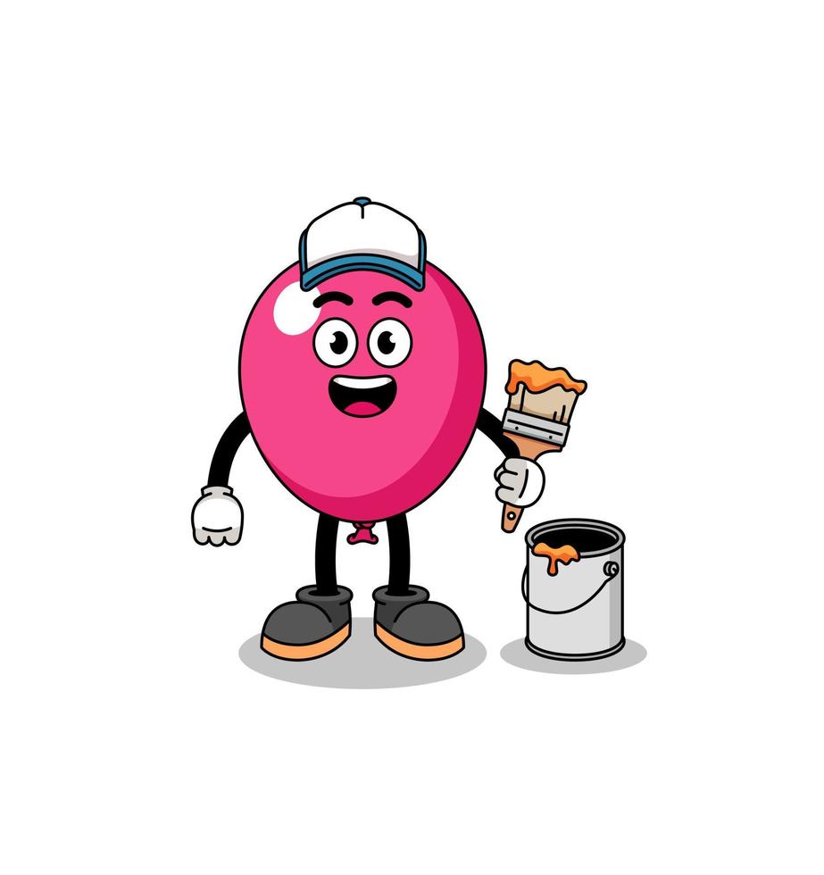Character mascot of balloon as a painter vector