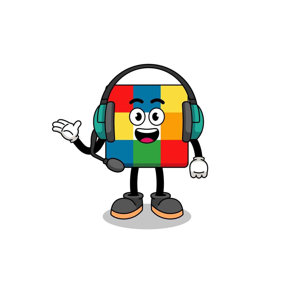 Mascot Illustration of cube puzzle as a customer services vector