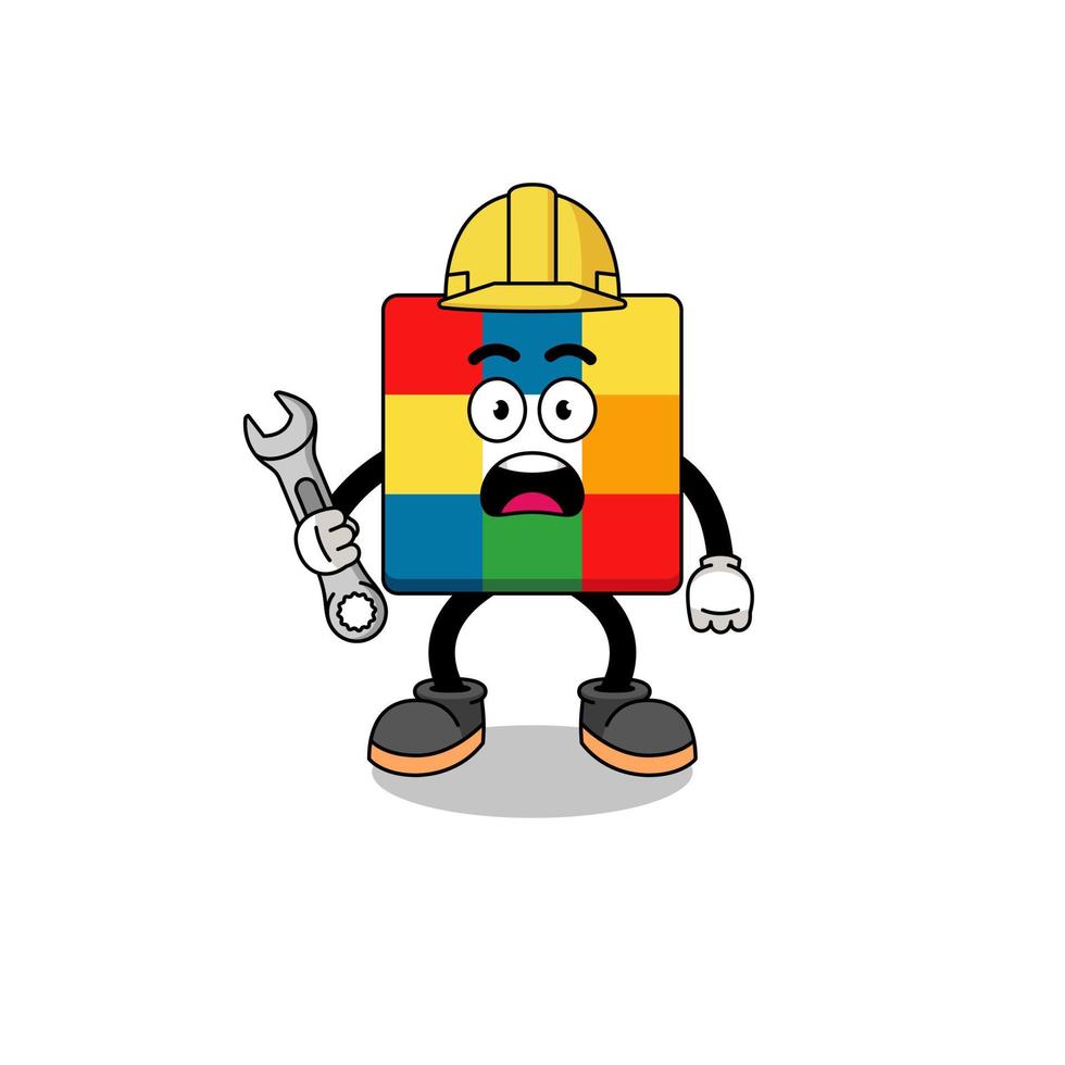 ilustración de personaje de rompecabezas de cubo con error 404 vector