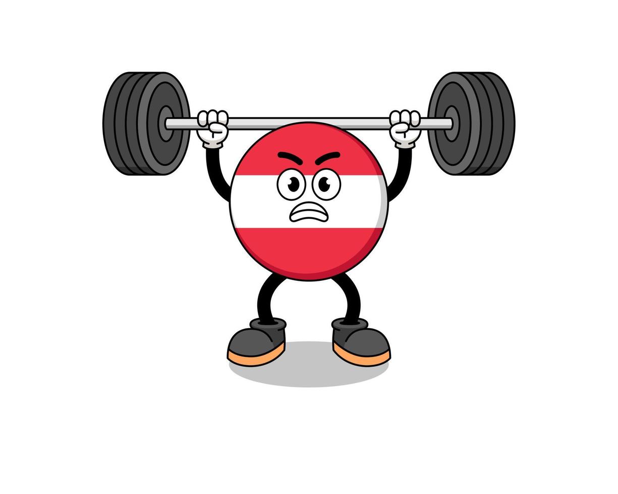 austria flag mascot cartoon lifting a barbell vector