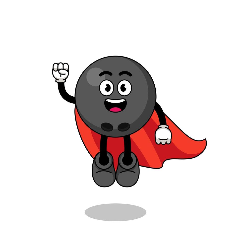 bowling ball cartoon with flying superhero vector