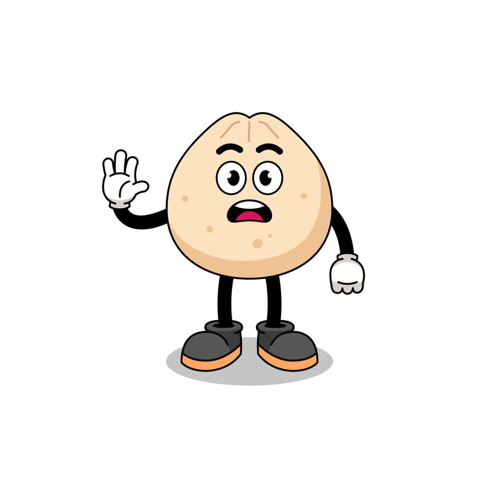meat bun cartoon illustration doing stop hand vector