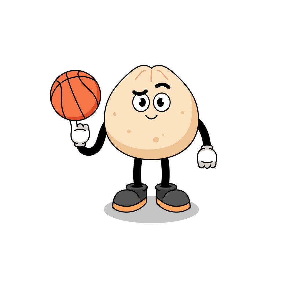 meat bun illustration as a basketball player vector