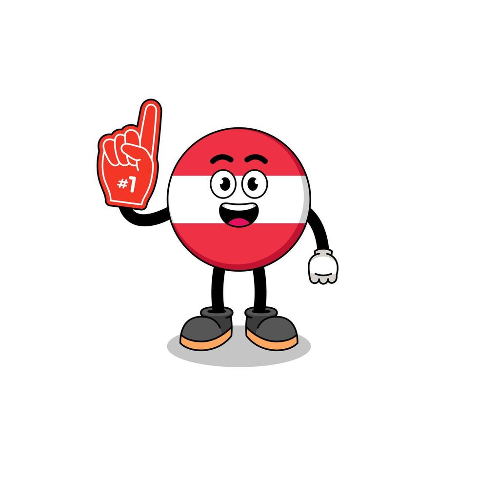 Cartoon mascot of austria flag number 1 fans vector