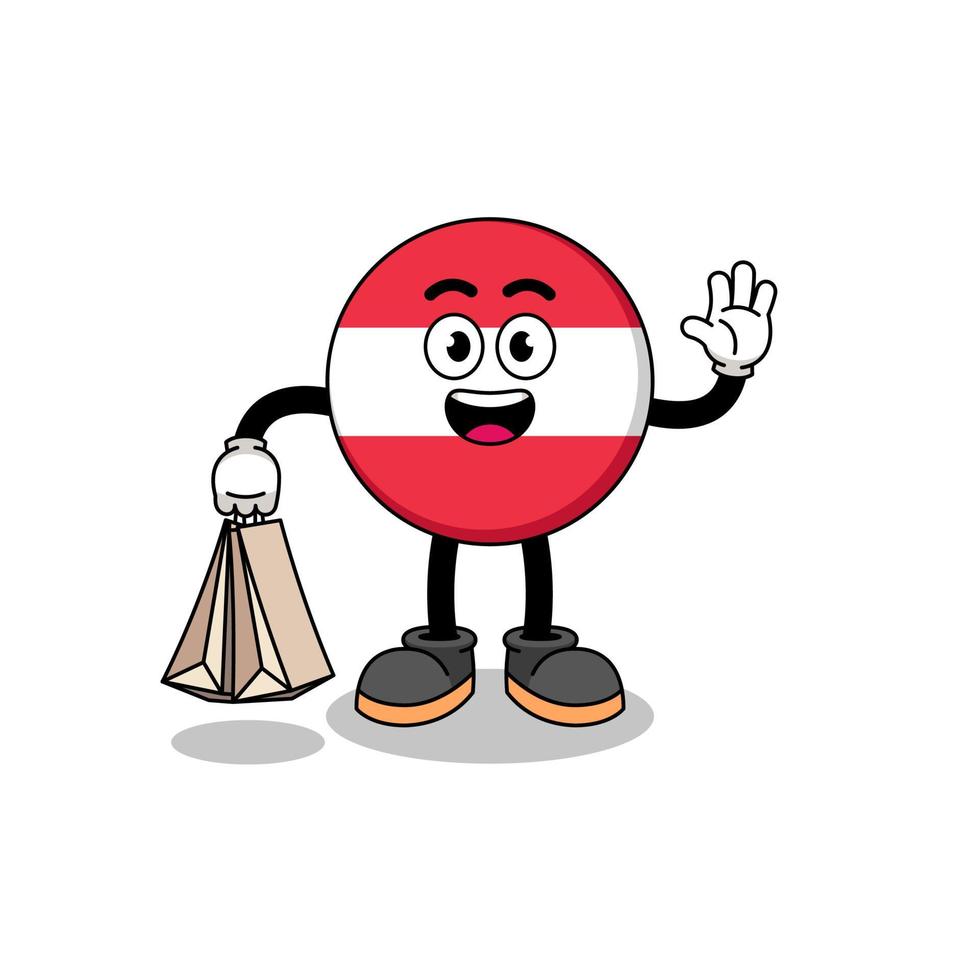 Cartoon of austria flag shopping vector