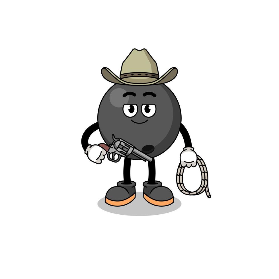 Character mascot of bowling ball as a cowboy vector