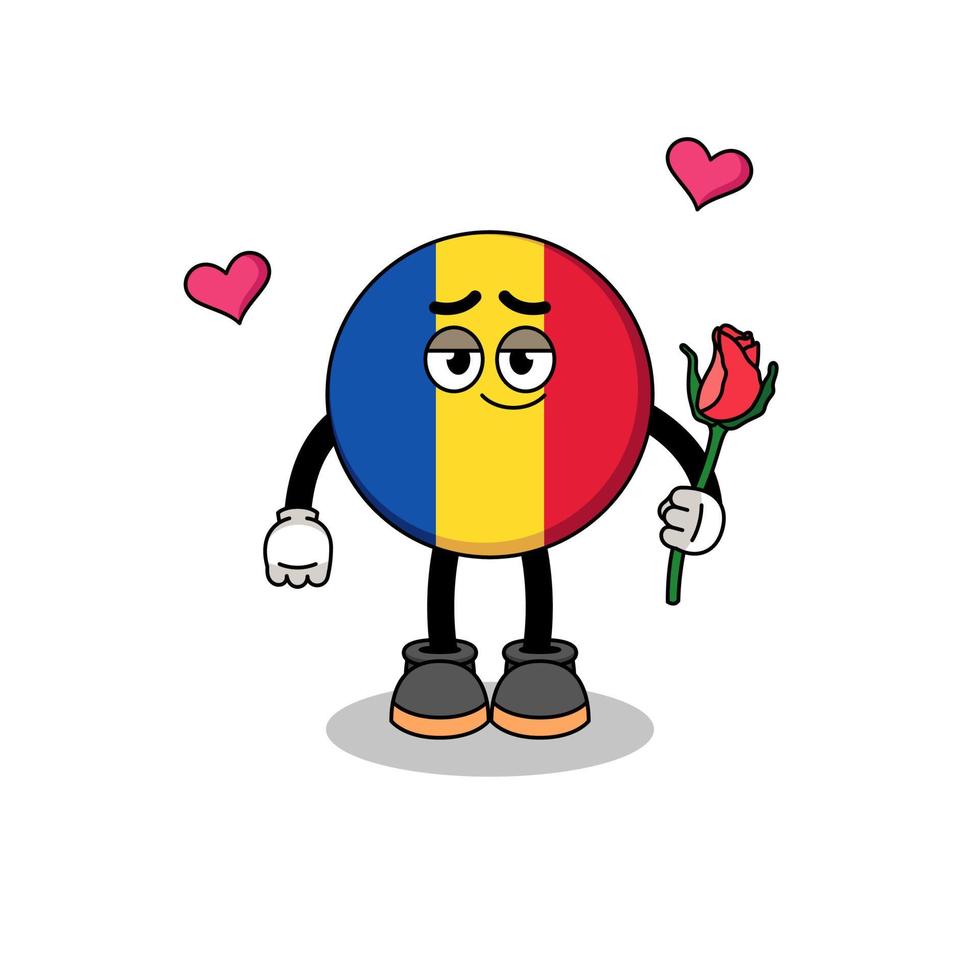 romania flag mascot falling in love vector