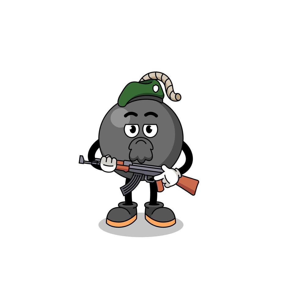 Character cartoon of bomb as a special force vector