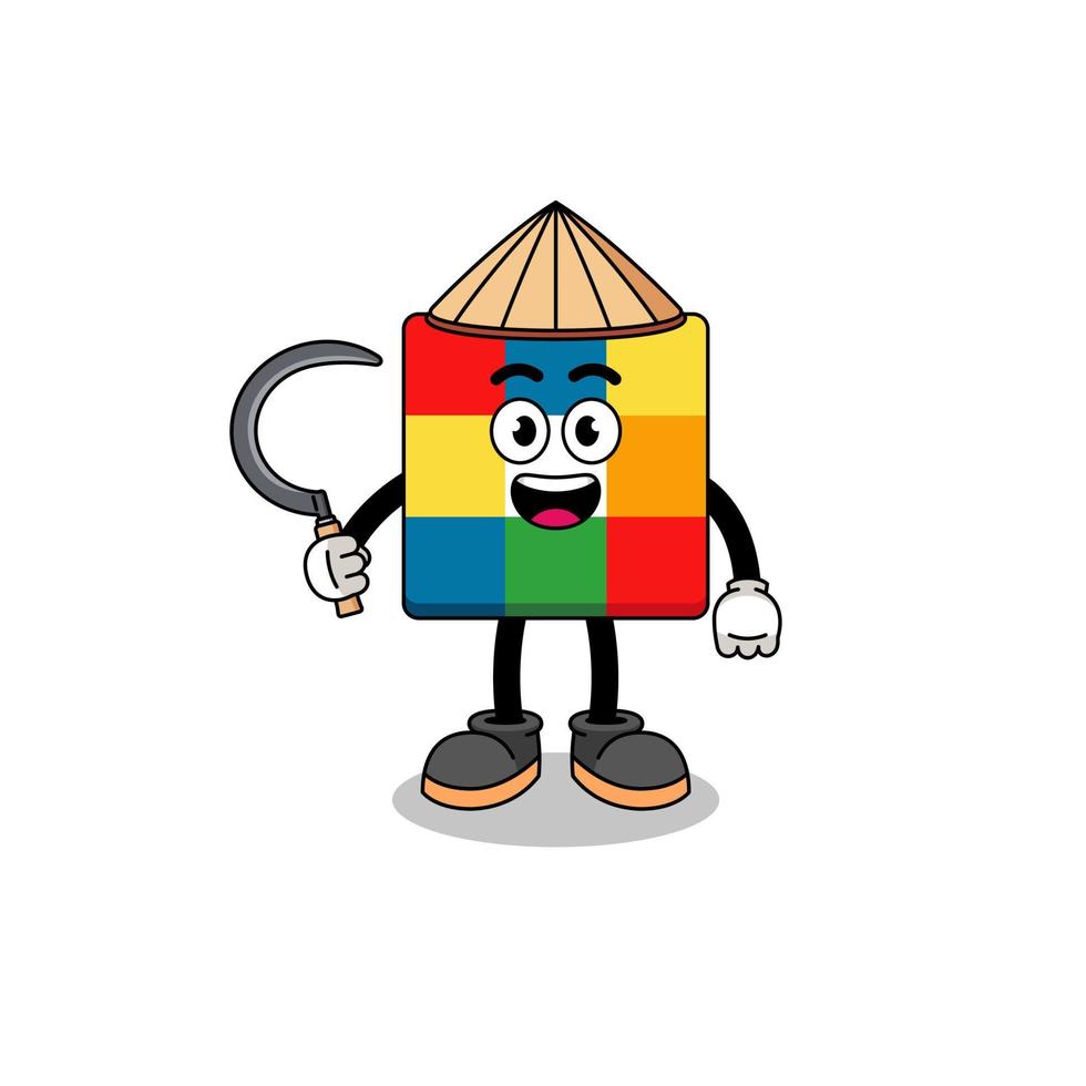 Illustration of cube puzzle as an asian farmer vector