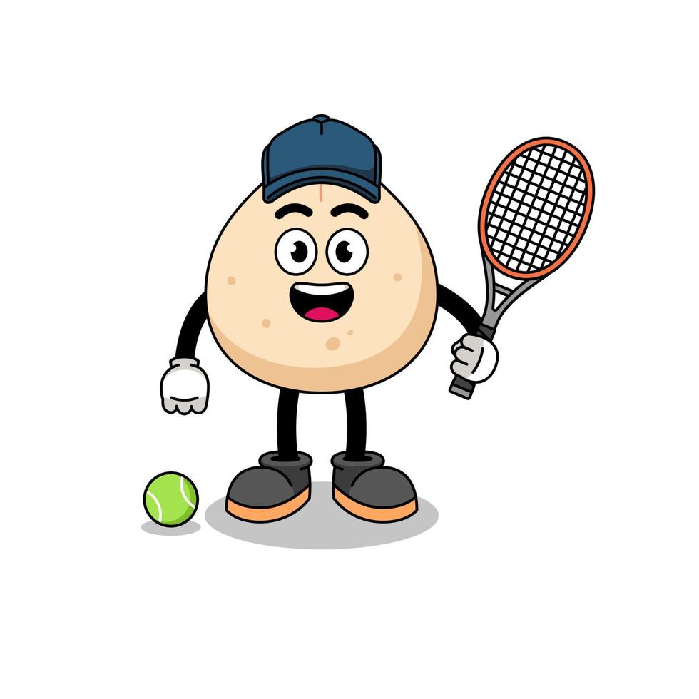 meat bun illustration as a tennis player vector