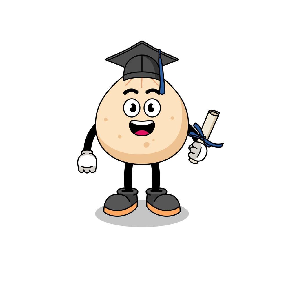 meat bun mascot with graduation pose vector