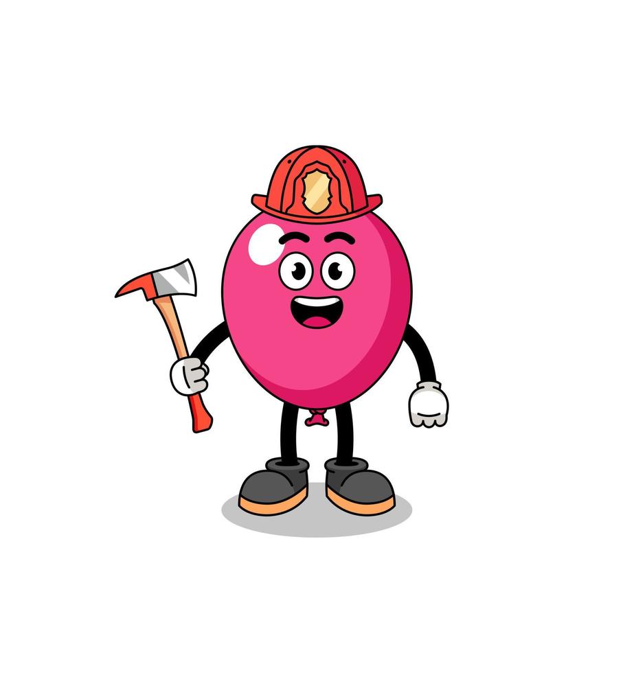 Cartoon mascot of balloon firefighter vector