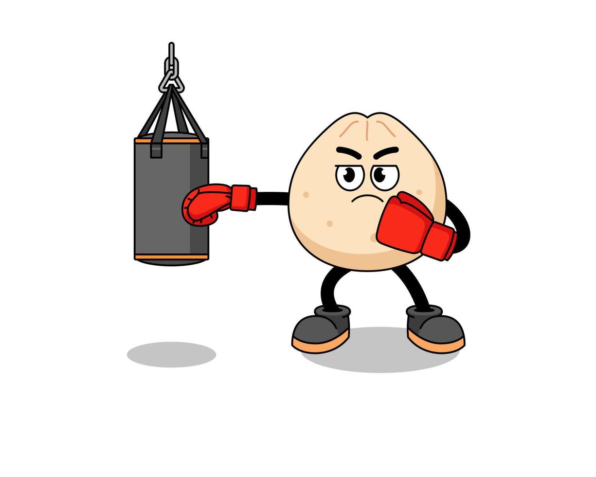 Illustration of meat bun boxer vector